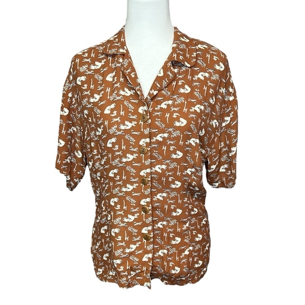 Carole Little Safari Animals Button-Up Blouse